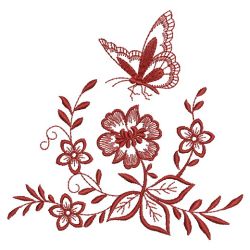 Redwork Floral Butterflies 09(Lg)