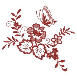 Redwork Floral Butterflies 10(Lg)