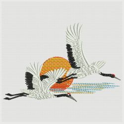 Oriental Cranes 2 06(Lg) machine embroidery designs