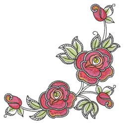 Blooming Rose Corner 01(Md) machine embroidery designs