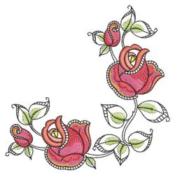 Blooming Rose Corner 02(Md) machine embroidery designs