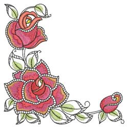 Blooming Rose Corner 03(Sm) machine embroidery designs