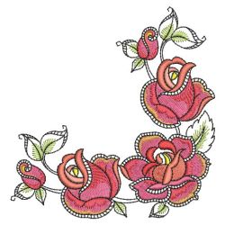 Blooming Rose Corner 04(Md) machine embroidery designs