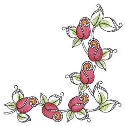 Blooming Rose Corner 05(Md) machine embroidery designs