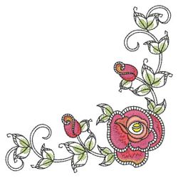 Blooming Rose Corner 06(Lg) machine embroidery designs