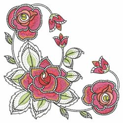 Blooming Rose Corner 08(Md) machine embroidery designs