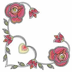 Blooming Rose Corner 09(Sm) machine embroidery designs