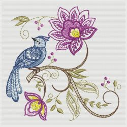 Jacobean Floral Birds 3 02(Sm) machine embroidery designs
