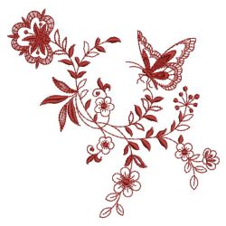 Redwork Floral Butterflies 2(Md) machine embroidery designs