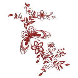 Redwork Floral Butterflies 2 03(Md) machine embroidery designs