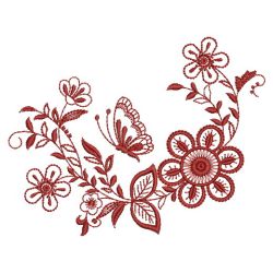 Redwork Floral Butterflies 2 04(Lg) machine embroidery designs