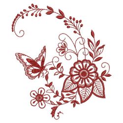 Redwork Floral Butterflies 2 05(Lg) machine embroidery designs