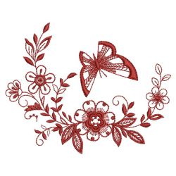 Redwork Floral Butterflies 2 07(Md) machine embroidery designs