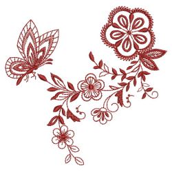 Redwork Floral Butterflies 2 08(Sm) machine embroidery designs