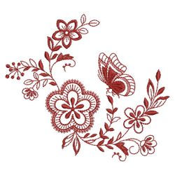 Redwork Floral Butterflies 2 09(Md) machine embroidery designs