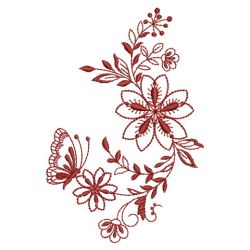 Redwork Floral Butterflies 2 10(Md) machine embroidery designs