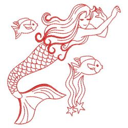 Redwork Mermaids 07(Md) machine embroidery designs