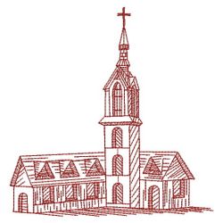 Redwork Church(Lg) machine embroidery designs