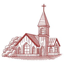 Redwork Church 02(Md) machine embroidery designs