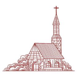 Redwork Church 05(Md) machine embroidery designs