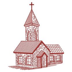 Redwork Church 06(Md) machine embroidery designs