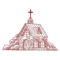 Redwork Church 08(Md) machine embroidery designs