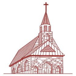 Redwork Church 10(Sm) machine embroidery designs