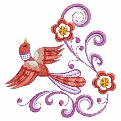 Jacobean Floral Birds 4 07(Sm) machine embroidery designs