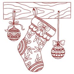 Redwork Christmas Stockings 03(Sm)