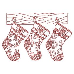 Redwork Christmas Stockings 04(Md)