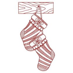 Redwork Christmas Stockings 06(Lg) machine embroidery designs