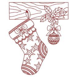 Redwork Christmas Stockings 07(Lg) machine embroidery designs