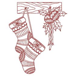 Redwork Christmas Stockings 10(Sm)
