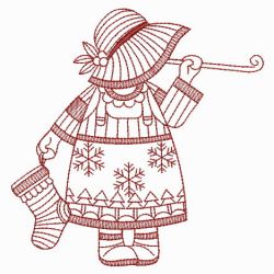 Redwork Christmas Sunbonnets 07(Md) machine embroidery designs