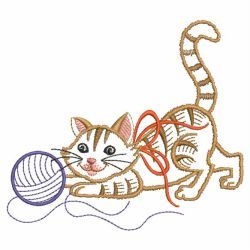 Vintage Playful Cat 06(Md) machine embroidery designs