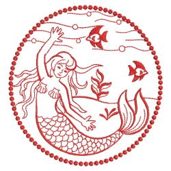 Redwork Mermaids 2 01(Md) machine embroidery designs