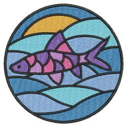 Stained Glass Fish 02(Lg) machine embroidery designs