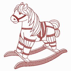 Redwork Rocking Horse 08(Sm) machine embroidery designs