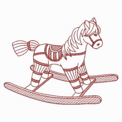 Redwork Rocking Horse 09(Md) machine embroidery designs