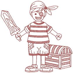 Redwork Pirate Boy(Md) machine embroidery designs