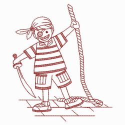 Redwork Pirate Boy 03(Sm) machine embroidery designs