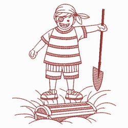 Redwork Pirate Boy 06(Sm) machine embroidery designs