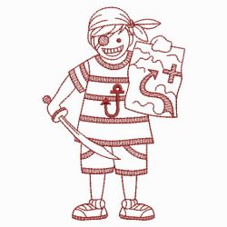 Redwork Pirate Boy 07(Sm) machine embroidery designs