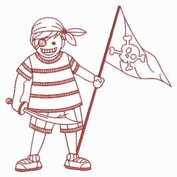 Redwork Pirate Boy 08(Sm) machine embroidery designs