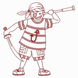 Redwork Pirate Boy 09(Lg) machine embroidery designs