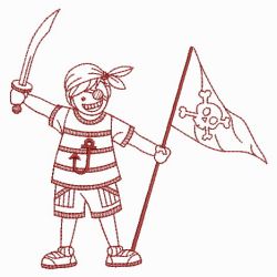 Redwork Pirate Boy 10(Md) machine embroidery designs