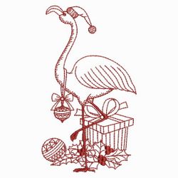 Redwork Christmas Flamingo 03(Md) machine embroidery designs