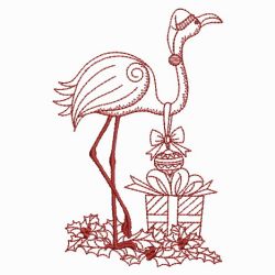 Redwork Christmas Flamingo 09(Lg) machine embroidery designs