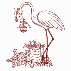 Redwork Christmas Flamingo 10(Lg)
