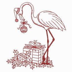 Redwork Christmas Flamingo 10(Md) machine embroidery designs